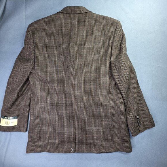Lauren Ralph Lauren Sport Coat Blazer Mens 40R Brown Tweed Plaid Wool Classic - Picture 10 of 15